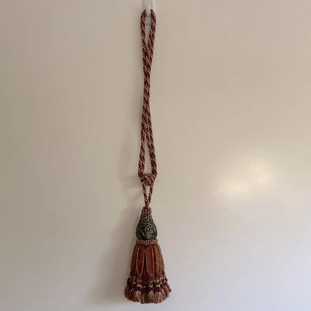 Large Brown Vintage Tassel Tieback Rope Beads Design Decorative Curtain Drapery